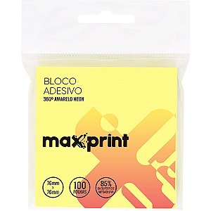 Bloco de recado autoadesivo 76x76mm 360 graus amarelo 100f - maxprint (unidade)