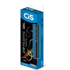 Caneta gel cis pentonic 1,0mm prata - sertic (cx.c/12)