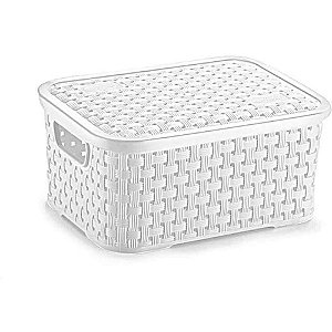 Caixa plastica multiuso rattan c/tampa branco pp 2l. - nitron (unidade)