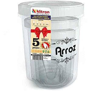 Pote plastico conj.5 potes c/rosca e medidor - nitron (unidade)