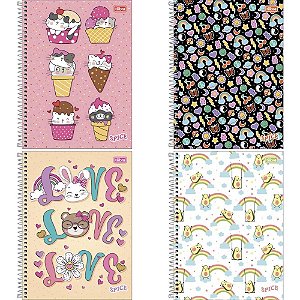 Caderno 12x1 capa dura spice feminino 192 folhas - tilibra (pct.c/04)