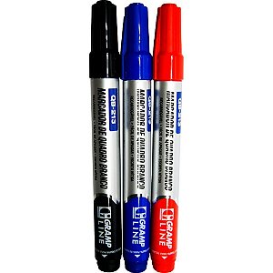 Pincel quadro branco qb213 recarregavel c/03 cores - gramp line (bl.c/03)