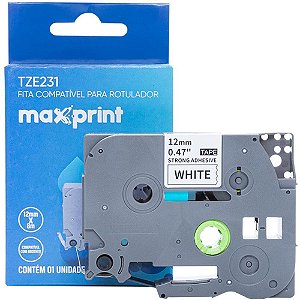 Fita para rotulador eletronico 12mmx8m tze231 preto/branco - maxprint (unidade)