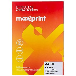 Etiqueta a4 a4350 100fls 55,8x99,00 mm - maxprint (cx.c/1000)