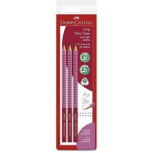 Lapis preto triangular grip 2001 two tone rosa - faber-castell (bl.c/03)