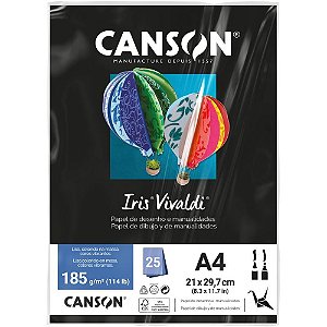 Papel a4 color iris vivaldi preto 185g - canson (pct.c/25)