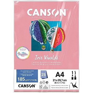 Papel a4 color iris vivaldi cores pastel 185g - canson (pct.c/25)