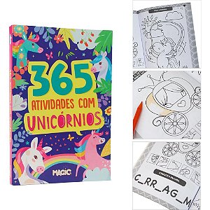 Livro infantil colorir 365 atividades unicornios 288p - magic kids (unidade)