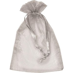 Saco de organza prata 10x15cm - kit (pct.c/10)