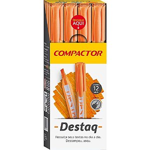 Caneta marca texto destaq fluorescente laranja - compactor (cx.c/12)