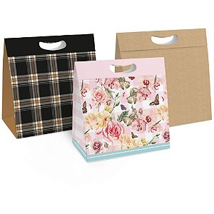 Caixa para presente decorada new plus g 28,5x10x38,5cm (s) - cromus (pct.c/10)