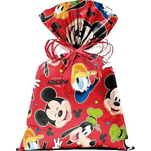 Saco metalizado 25x37cm mickey stickers perolado - cromus (pct.c/40)