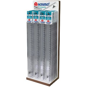 Regua de poliestireno compacta cr.30cm display c/100 - acrimet (cx.c/100)