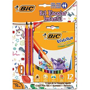 Kit escolar infantil lap+borr+apon+lap.cor - bic (blister)