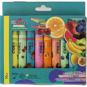 Caneta marca texto bebold fruits c/10 cheirinhos - newpen (estojo)