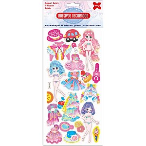 Adesivos decorados 10x24cm. princesa cartela sort - make+ (pct.c/24)