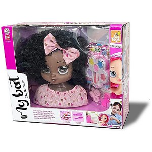 Boneca style hair negra 21cm c/acesso - bee toys (unidade)