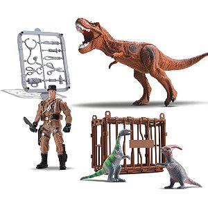 Dinossauro dino c/som/articulado+boneco - bee toys (unidade)