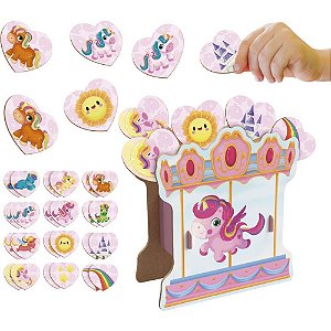 Jogo da memoria unicornios carrossel 3d 24 pcs - brinc. de crianca (unidade)
