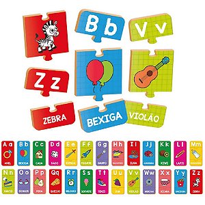 Quebra-cabeca madeira letras do a ao z 78pcs - brinc. de crianca (unidade)