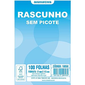 Bloco para rascunho sem picote 80x115 100fls. - animativa (pct.c/20)
