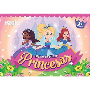 Maleta para pintura princesa 24 pecas 15x10,5cm - magic kids (unidade)
