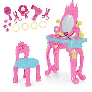 Maquiagem e beleza infantil penteadeira de princesa c/banc - homeplay (unidade)