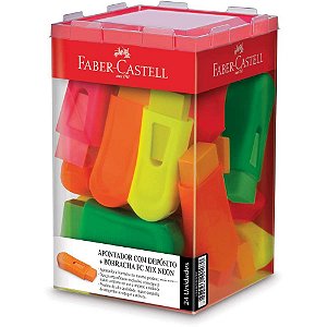 Borracha colorida fc mix neon c/apontador - faber-castell (dp.c/24)