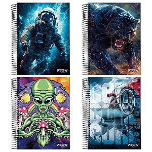 Caderno espiral 1/4 capa dura flow 80fls. - jandaia (pct.c/05)