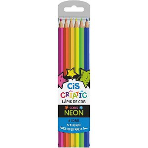 Lapis de cor sextavado cis criatic neon 6 cores - sertic (estojo)