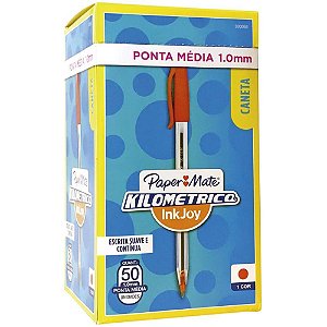Caneta esferografica kilometrica 100 media vermelha - paper mate (cx.c/50)