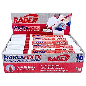 Caneta para tecido marcatextil vermelha - radex (cx.c/10)