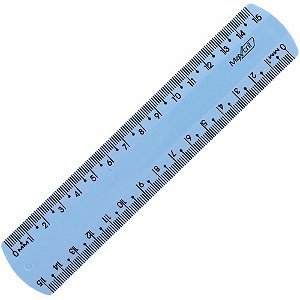 Regua de poliestireno new line azul pastel 15cm. - maxcril (pct.c/10)