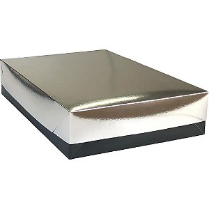 Caixa para presente com tampa capri gd 35x25,5x7,5 prata - cristina (pct.c/10)