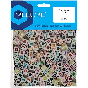 Micanga cubo letras sortidas 7x7mm 20g - honey (pacote)