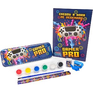 Kit escolar vd/az c/6pcs e estojo metaliz - polibrinq (kit)