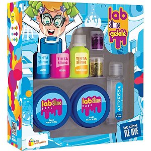 Slime gelele lab slime tie dye 197g - doce brinquedo (kit)