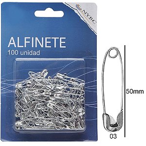 Alfinete seguranca n.3 prata c/100unid. - nybc (pct.c/06)