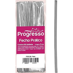Fecho metalico prata 4mmx11cm. - fitas progresso (pct.c/100)