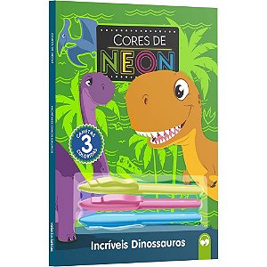 Livro infantil colorir cores neon dinossauros 48pg - vale das letras (unidade)
