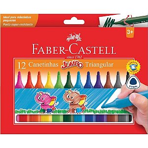 Caneta hidrografica jumbo triangular 12 cores - faber-castell (pct.c/06)