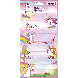 Etiqueta escolar decorada blink c/8etiq. 100x208mm - tilibra (pct.c/10)