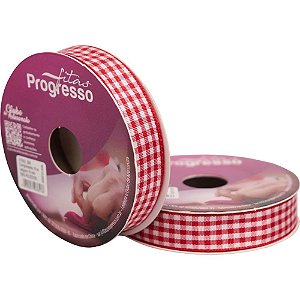 Fita de cetim 15mmx10m. xadrez vermelho - fitas progresso (unidade)
