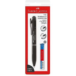 Lapiseira 0.7mm poly lapiseira/caneta 3em1 pt. - faber-castell (cx.c/24)