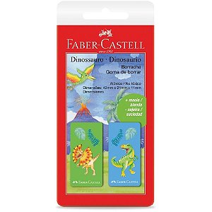Borracha colorida dinossauro 2 modelos cartela - faber-castell (cx.c/24)