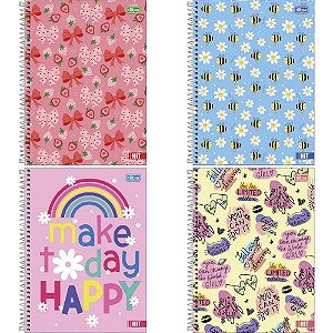 Caderno 20x1 capa dura hit feminino 320fls. 50g. - tilibra (pct.c/02)