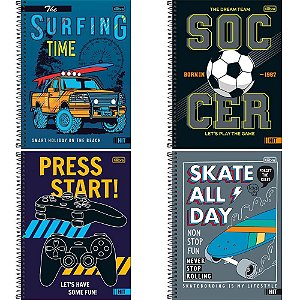 Caderno 10x1 capa dura hit masculino 160fls 50g. - tilibra (pct.c/04)