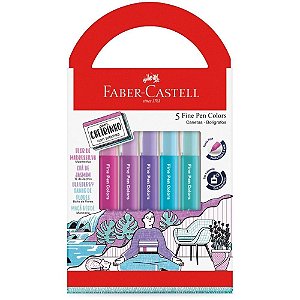 Caneta com ponta porosa fine pen 5 cores c/cheirinho - faber-castell (pct.c/06)