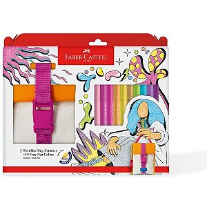 Caneta com ponta porosa fine pen shoulder bag 10 cores - faber-castell (pct.c/02)