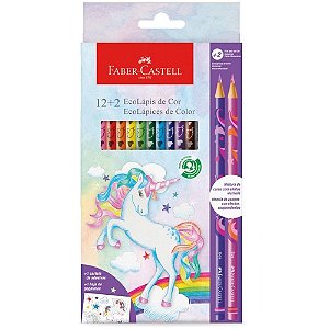 Lapis de cor redondo ecolapis unicornio 12+2 cores - faber-castell (pct.c/12)
